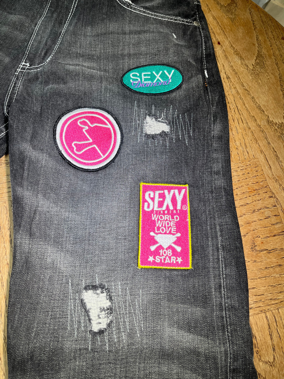Sexy Diamond Selvedge Denim Vintage 30 x 32 Japanese Street Wear Patches