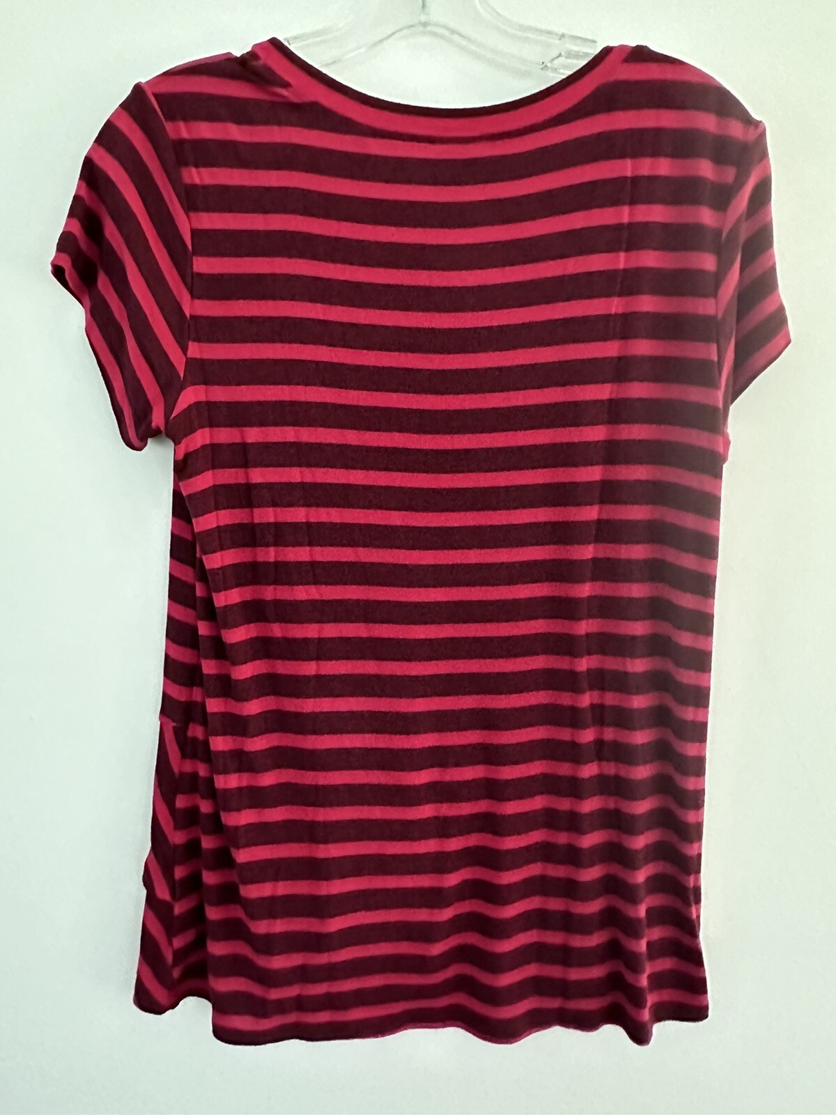 Cabi 3631 Womens Red Stripes Tee Scoop Neck Ruffled Peplum Top Shirt S Small