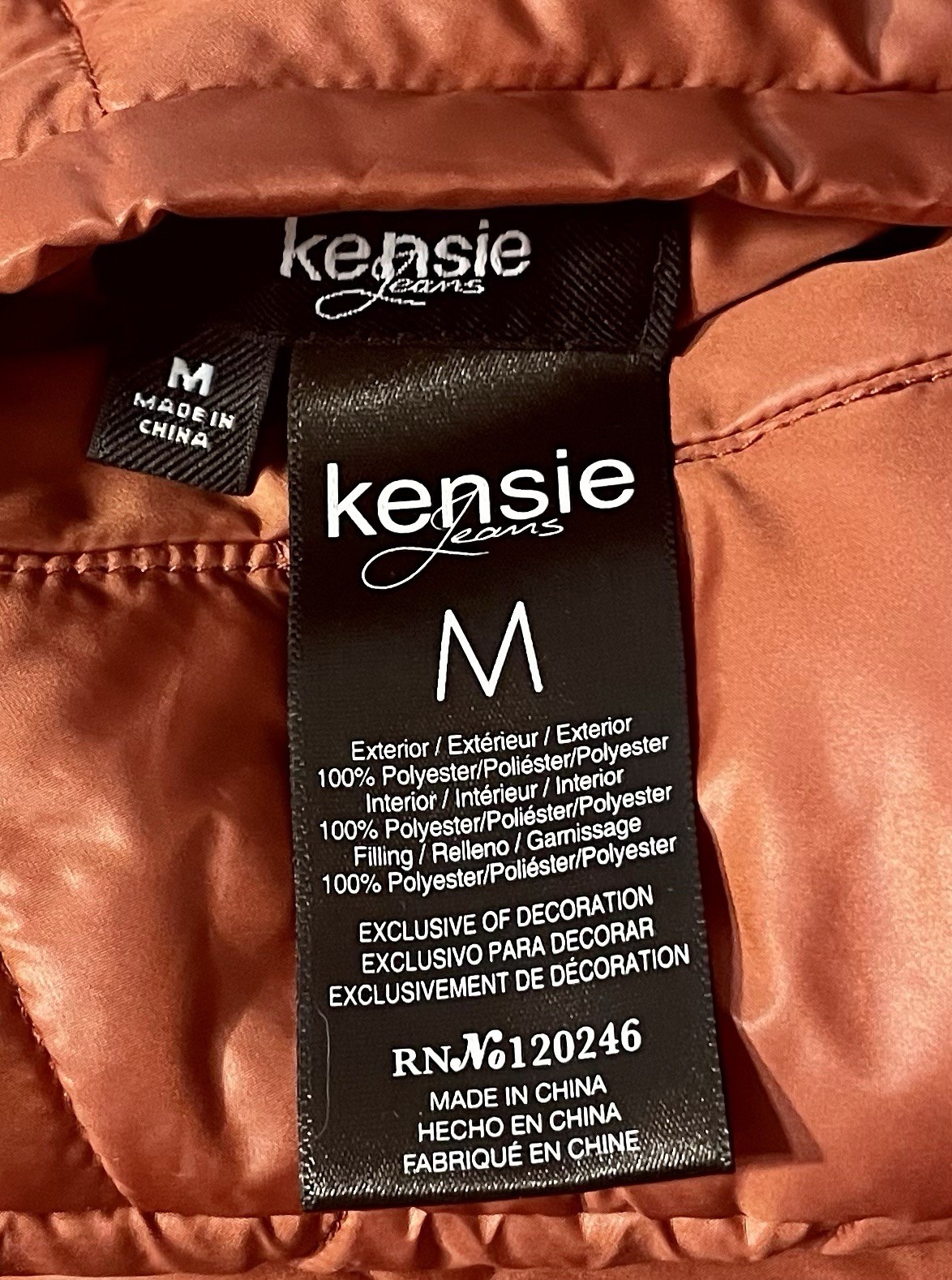 Kensie Jeans Reversible Quilted Puffer Vest Brown Polka Dot Zip Pockets M