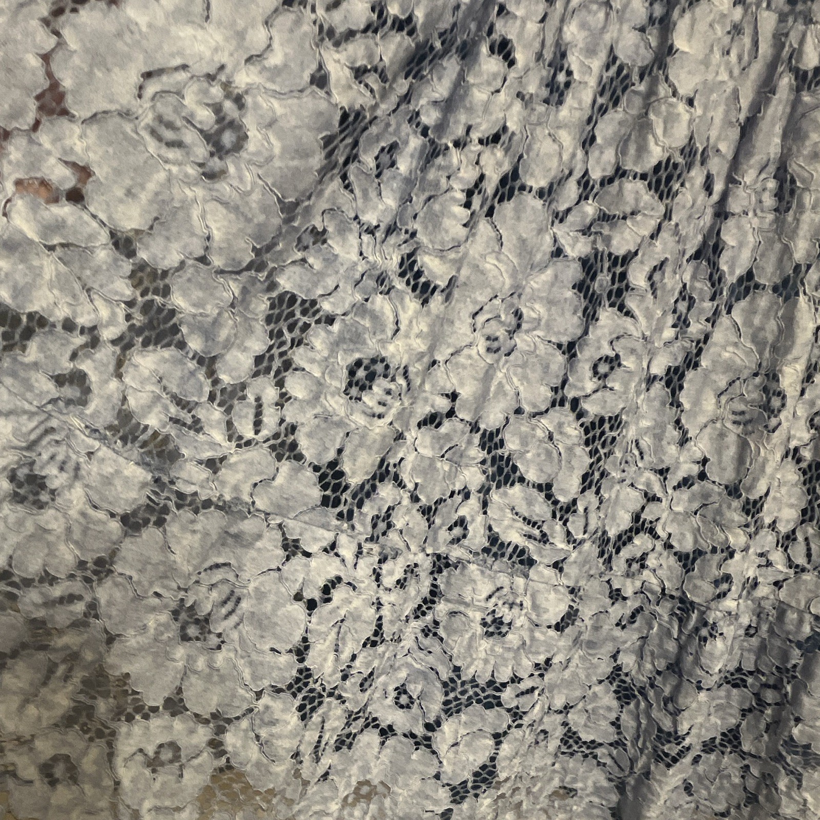 Imperial Blue Floral Lace Shift Dress Round Neck Ruffle Lined Zip M