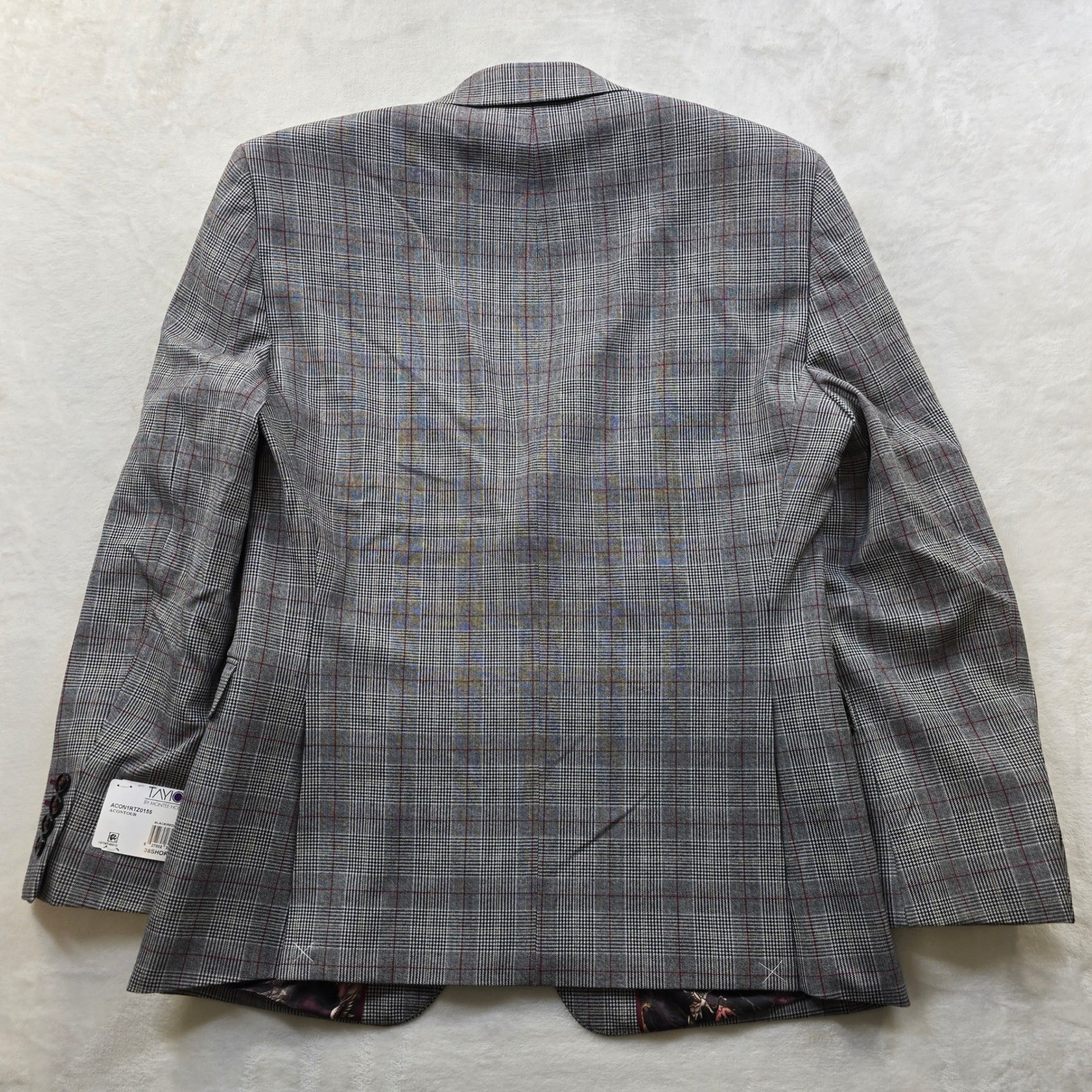 Tayion Montee Holland Sport Coat Mens 38S 38 Plaid Black Red White Blazer NEW