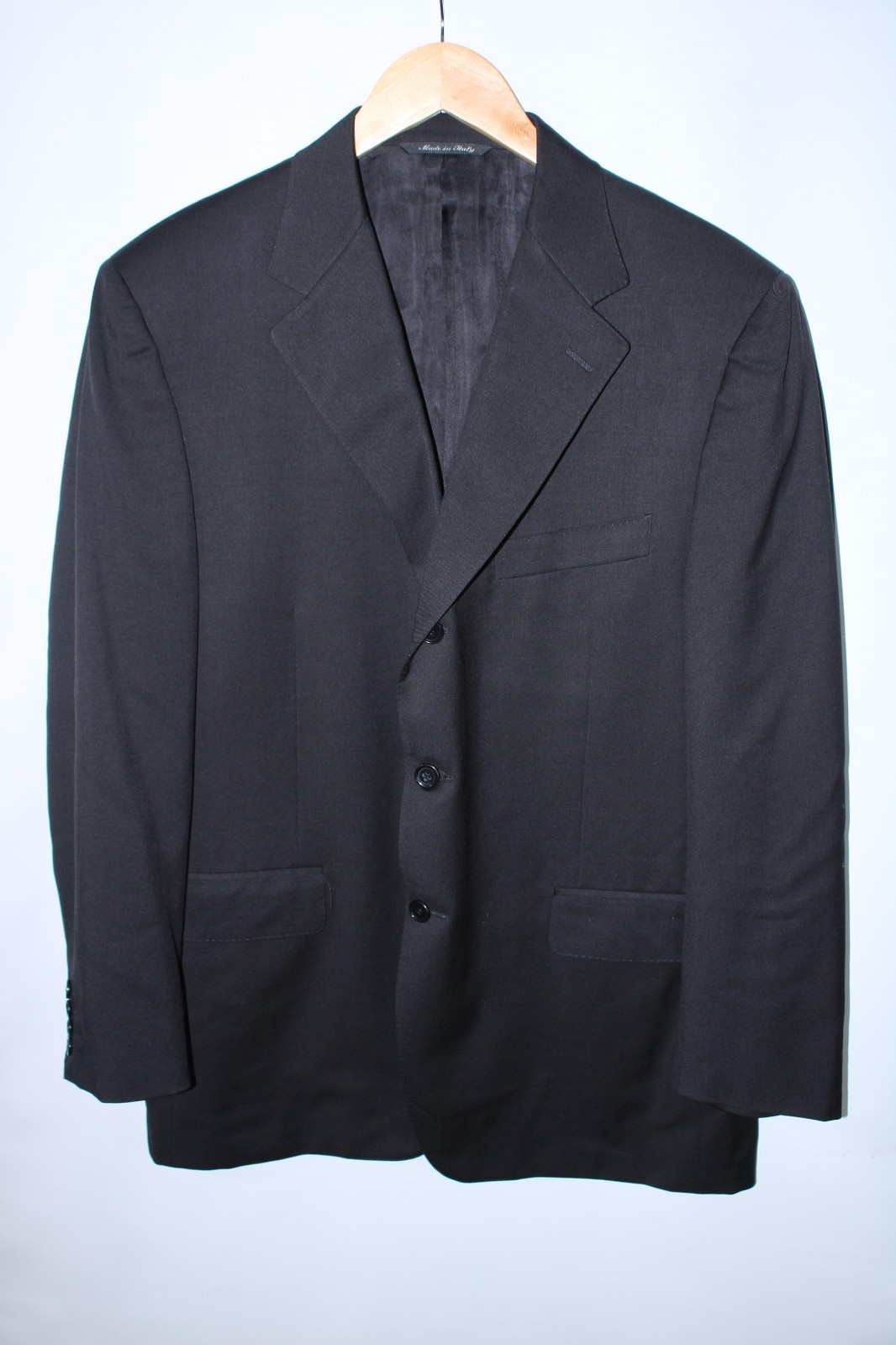 Canali Men’s Size 52 Black Pure Wool Suit Jacket