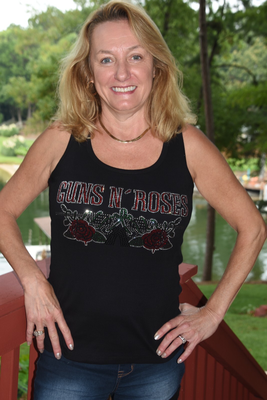 Guns N Roses rhinestone bling shirt or tank XS S M L XL XXL 1X 2X 3X 4X 5X roses