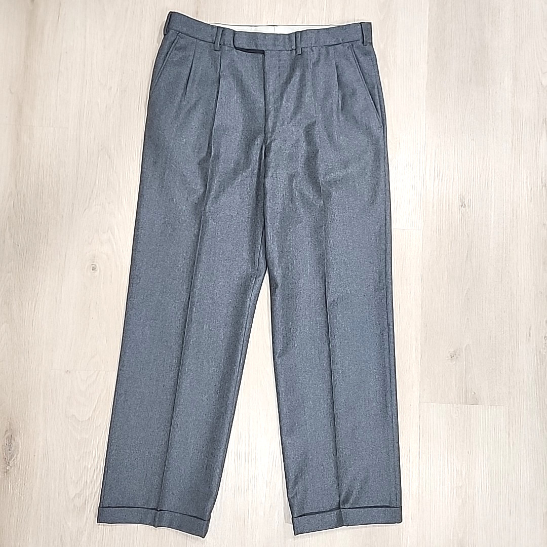 Brioni Bespoke 100% Wool Suit Men 42R Gray 2 Button Pleated Cuffed Pants Italy