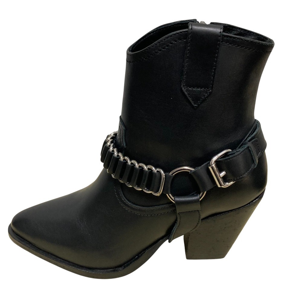 All Saints Leather Ring Boots, Size 37, Approx. 9.3 inches, Black Women USED