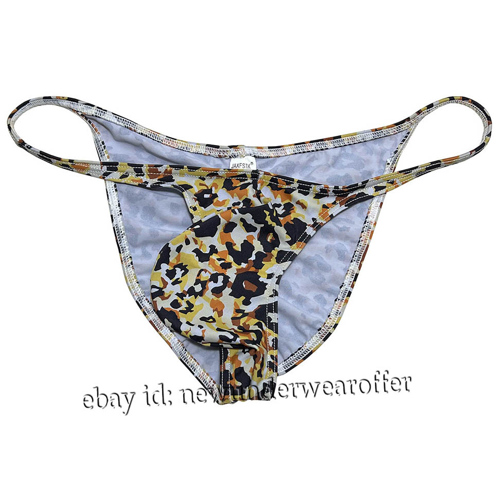 Men Leopard Bikini Briefs Underwear Bulge Pouch Panties Ruched Back Hipster Pant
