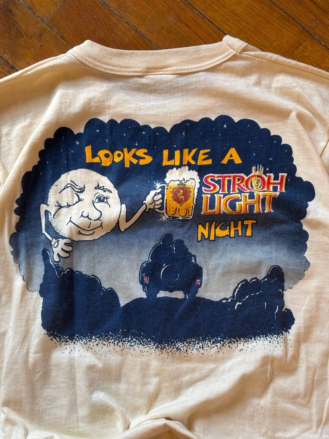 Vintage 80s Tee Jays Stroh Light Beer Graphic T-Shirt Size M