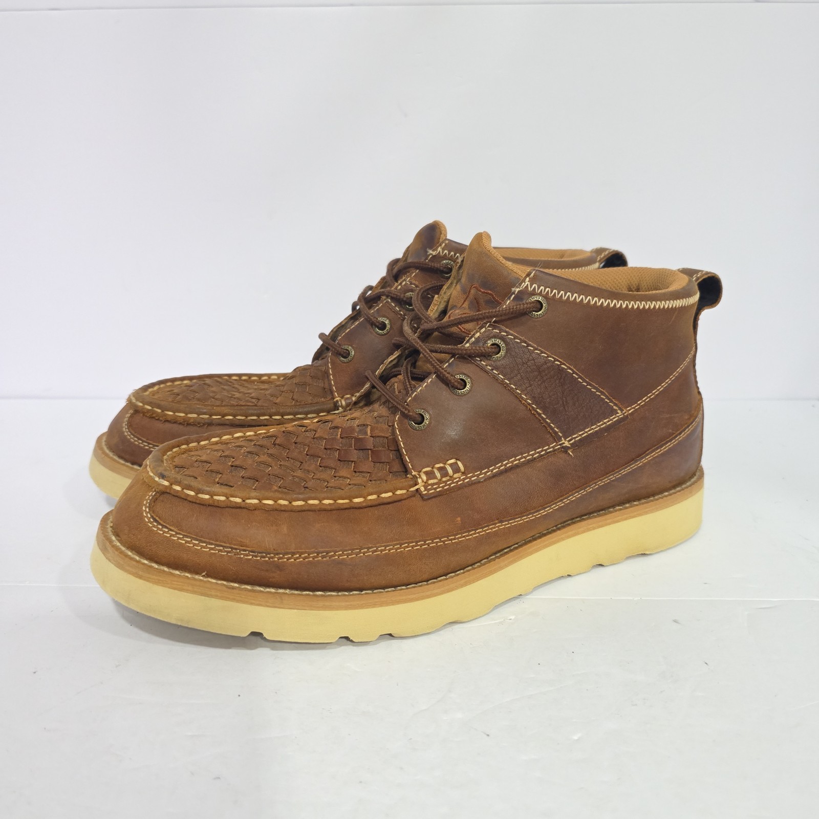 Twisted X Men’s 10 M Basket Weave Moc Toe Wedge Western Chukka Boots MCA0032