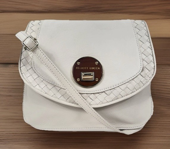 Elliot Lucca Rojo Flap Ivory Leather Crossbody Bag