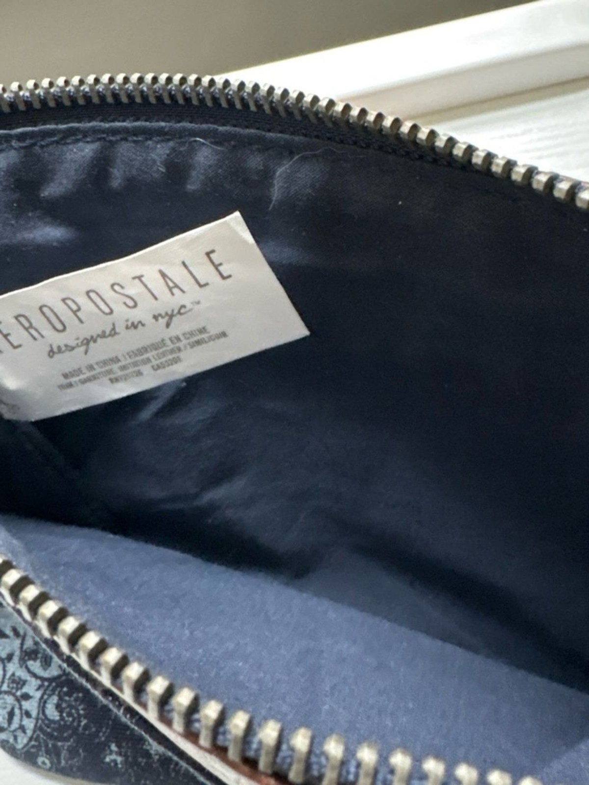 Aeropostale Crossbody Wristlet Brown & Denim Patterned 7.75”Women’s Shoulder Bag