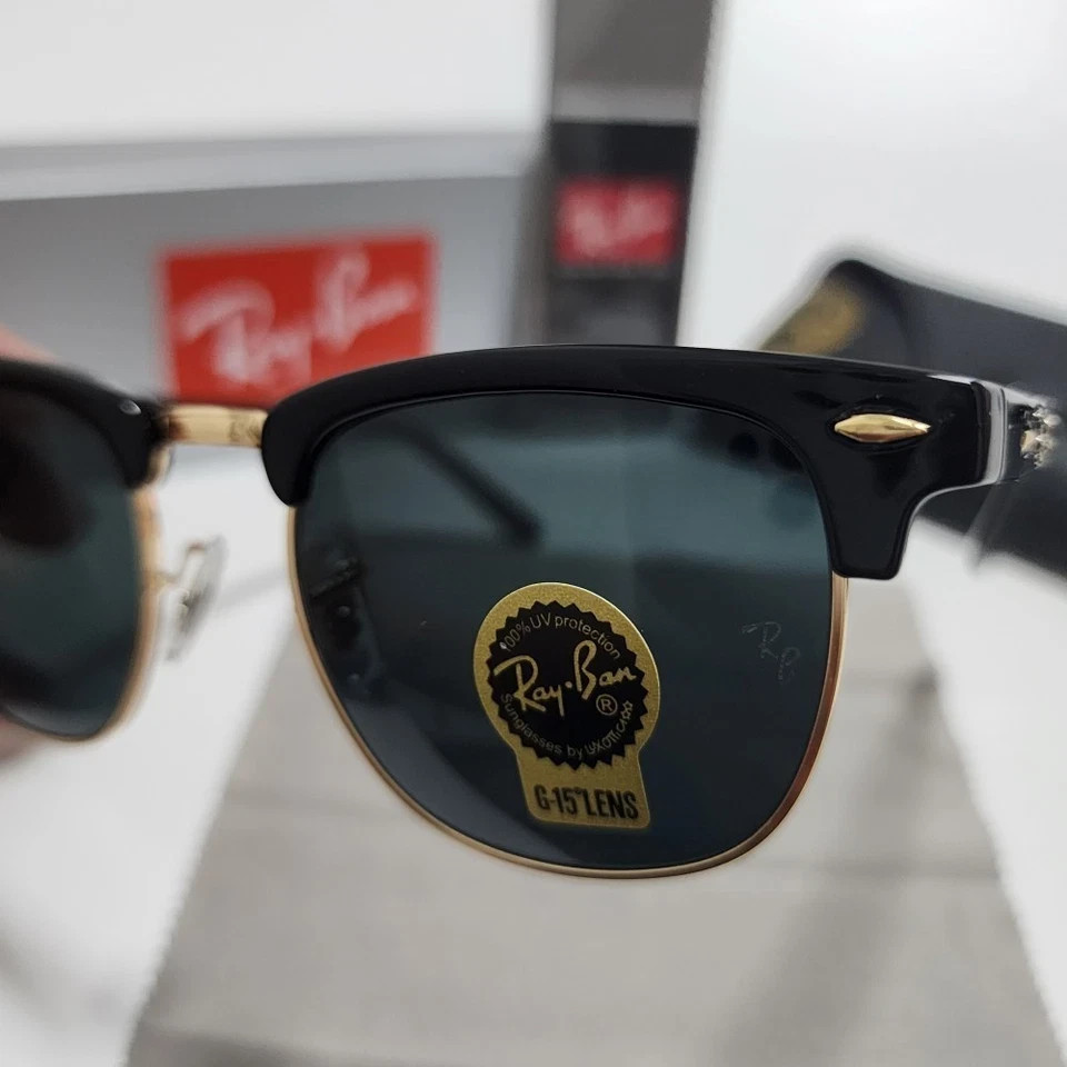 Ray-Ban RB3016 Black Clubmaster Sunglasses Gray Glass Lens 51-21mm Men Women