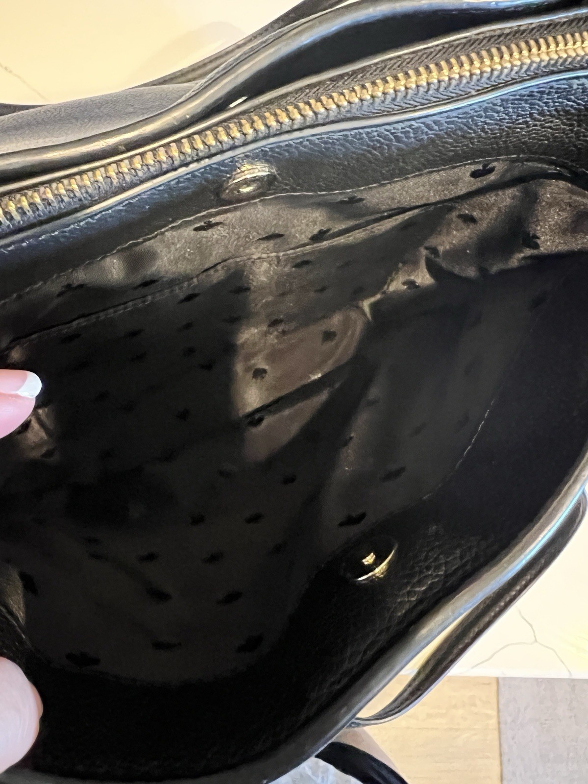 Kate Spade Monet Triple Compartment Tote Black Pebbled Gold Hardware