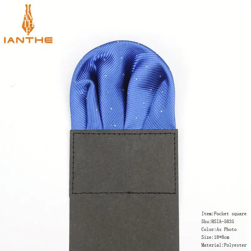 Men’s Satin Silk Pre Folded Pocket Square Hankie Hankerchief Polka Dot Party ,