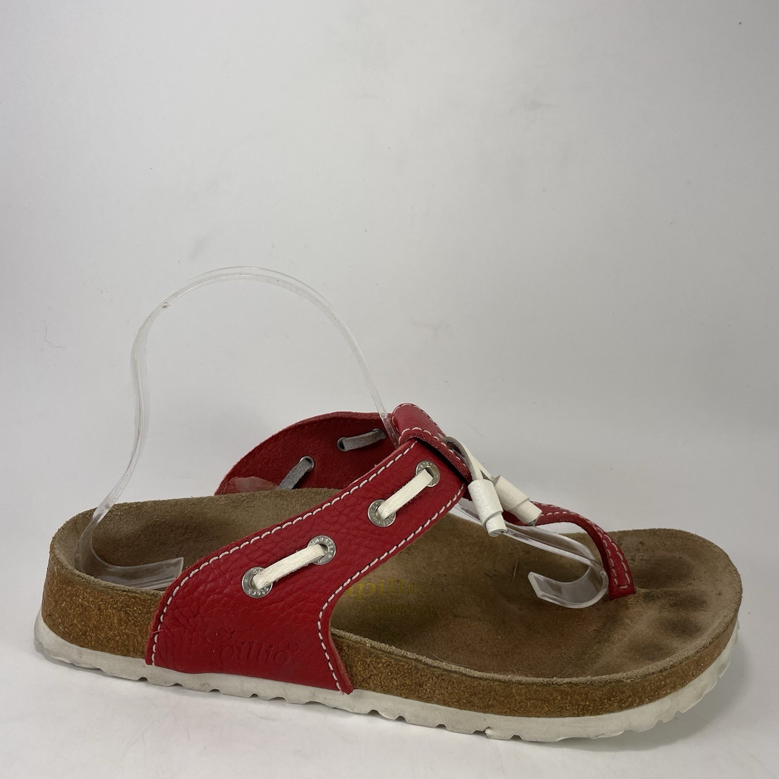 Birkenstock Papillio Tabora Sandals Womens Size EU 40, US 9-9.5 Red Laced Thong