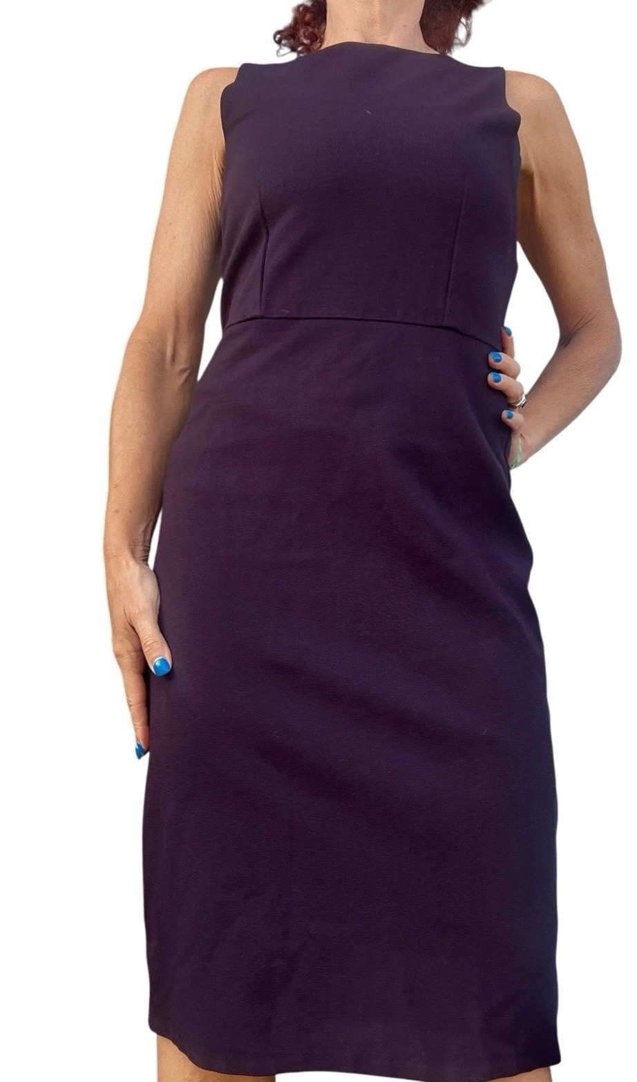 Sportmax Max Mara Sheath Dress Raisin Deep Purple Stretchy Career Wear To Work 6