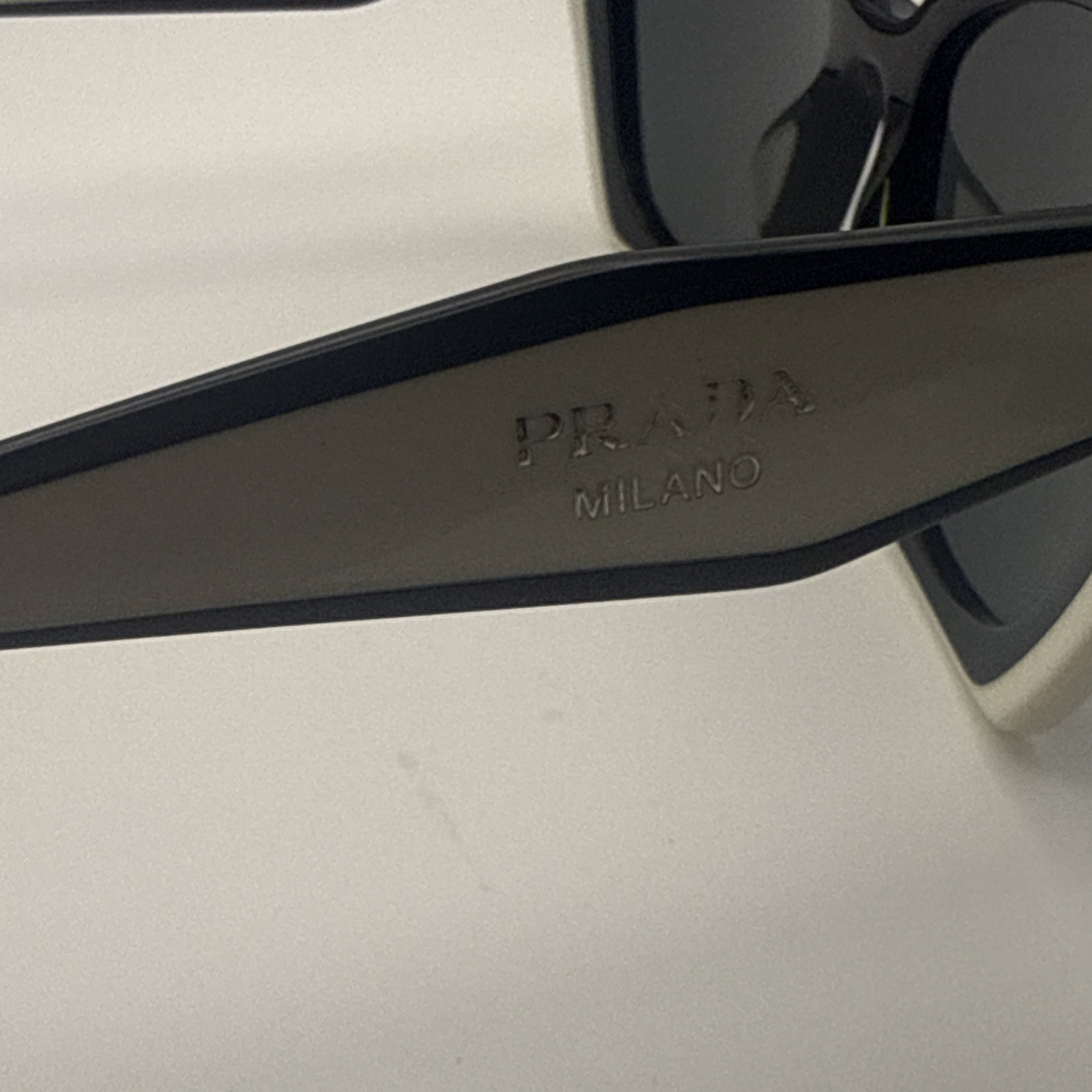 Prada PR15WS 09Q5S0 Rectangle Sunglasses in Black and White /Gray Read