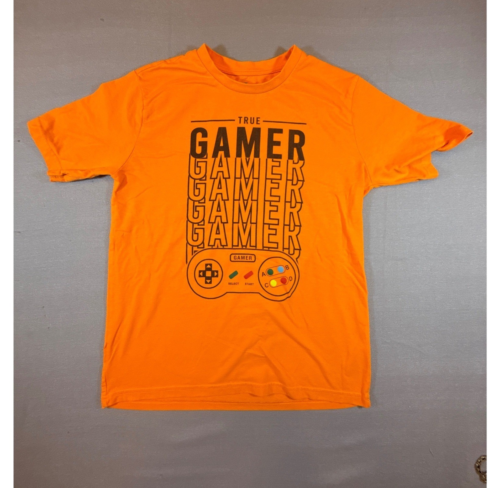 ADTN True Gamer Graphic Tee Orange Kids XL 18 Retro Controller Shirt 1899