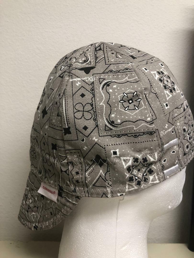 NWT 2 Comeaux Caps Gray Bandana Solid Grey Welding Welders Hat Reversible cotton