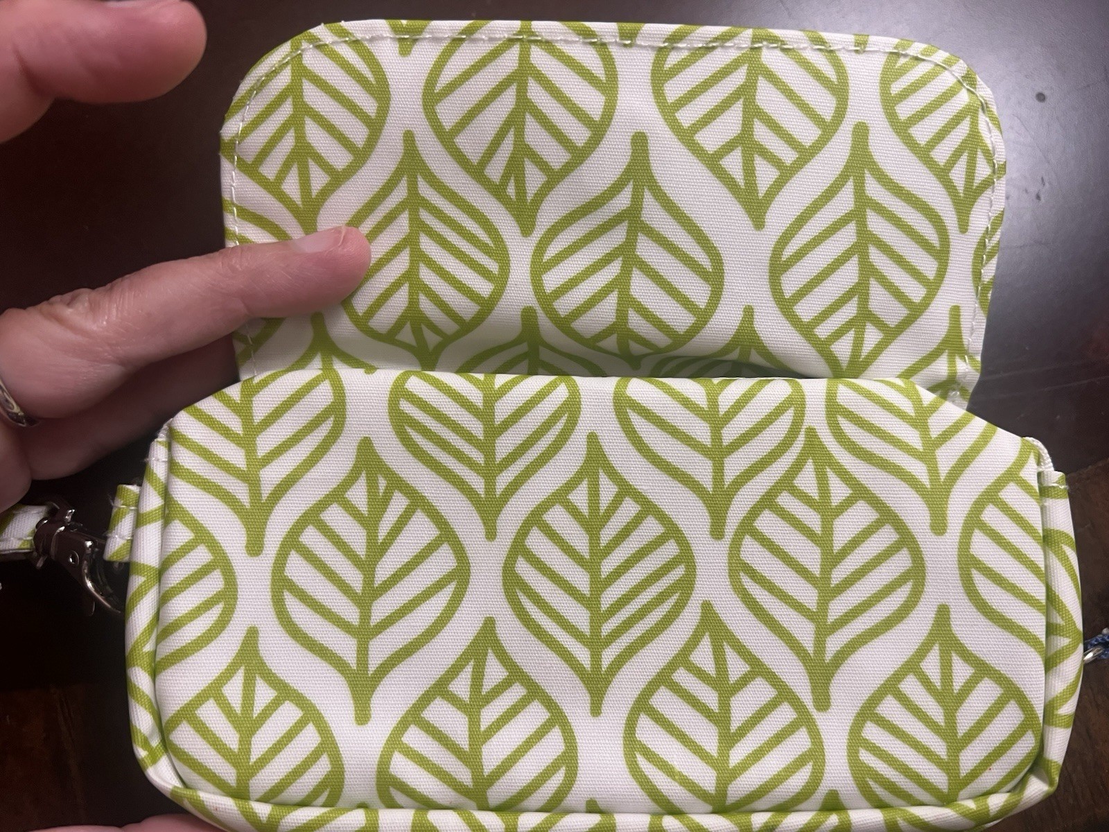 SCOUT Women’s Leaf Print Zip Wristlet Wallet with ID Window, Green/White/Blue