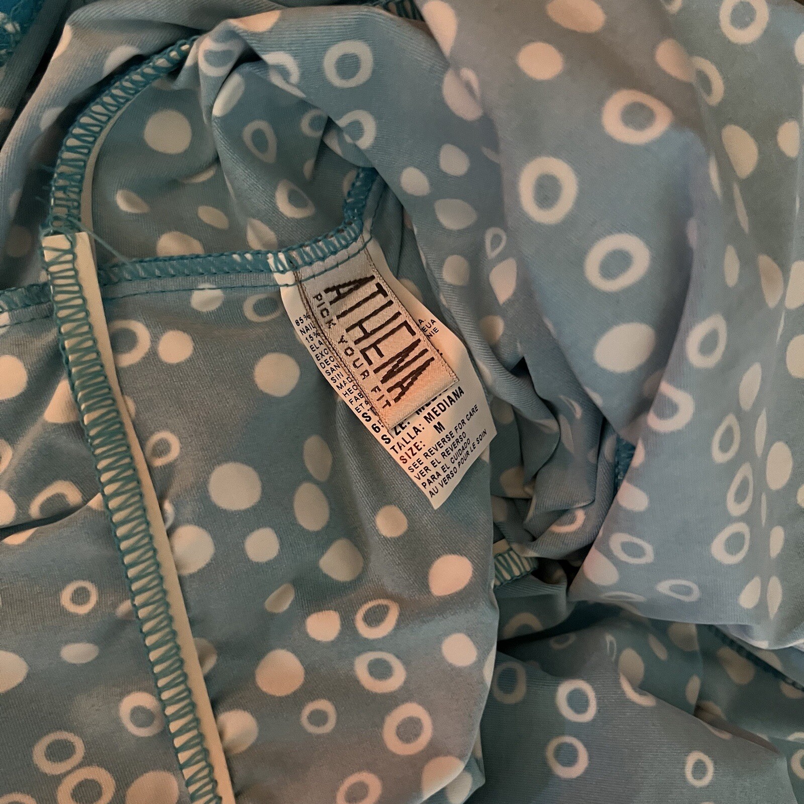 Athena Turquoise and White Bubbles Circles Polka Dots Swimsuit Cover Up M NWT