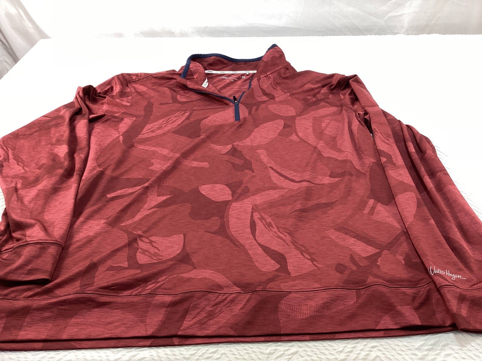 Walter Hagen 1/4 Zip Mens XL Maroon 11 Performance Pullover Camouflage