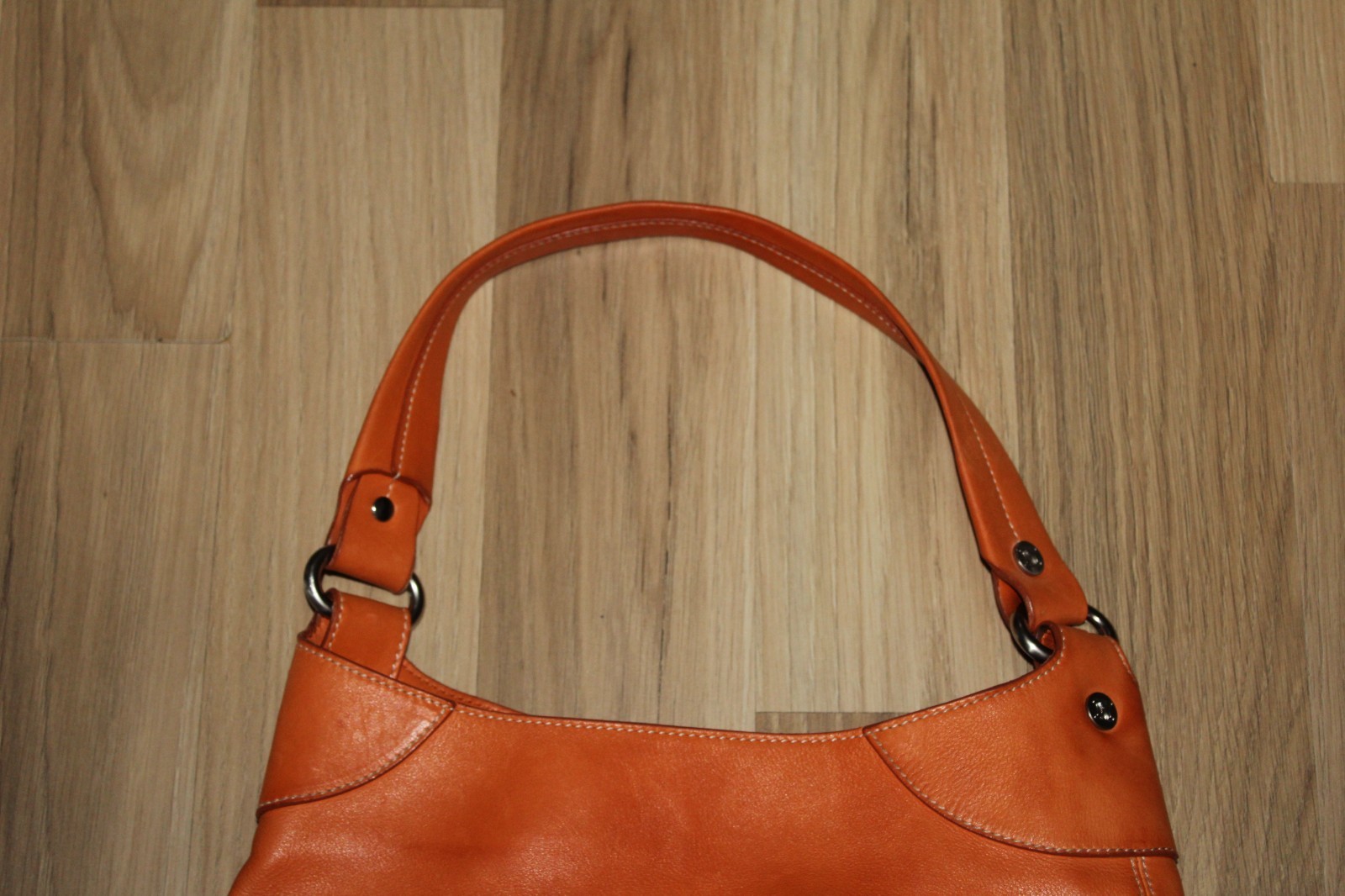 Celine Boogie Tote Bag Orange Leather Open Pockets Auth CE00/23