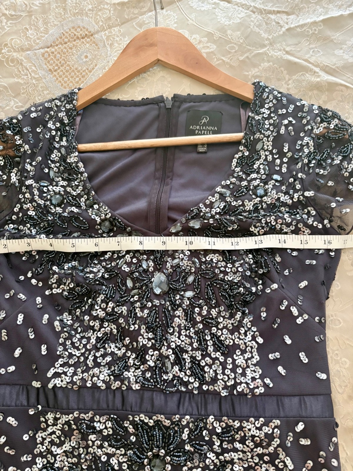 Adrianna Papell full length formal Gown in Gunmetal gray – Sz 4