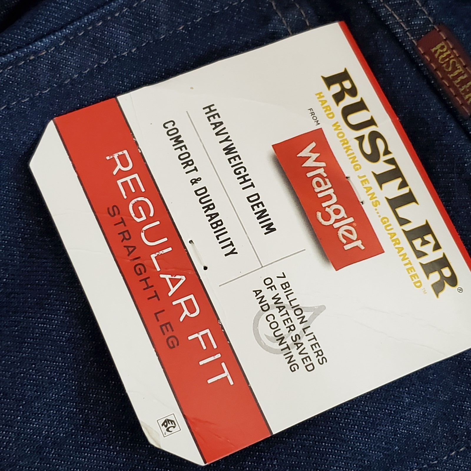 Rustler Men Jeans 34X34 Blue Denim Straight Leg Durable Heavyweight NWT