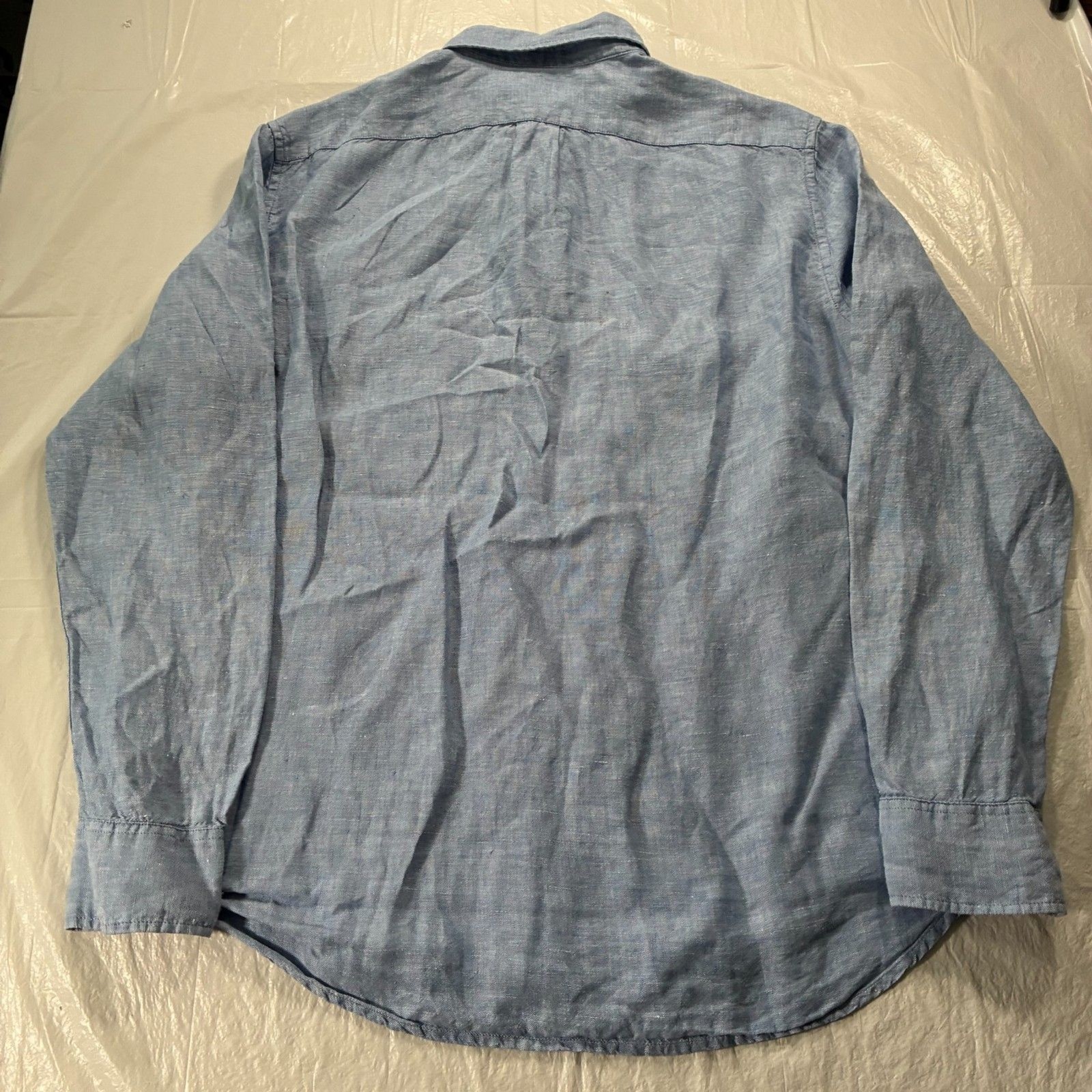 J Crew Baird Mcnutt Linen button Up Blue Men’s Medium Classic – FLAWED