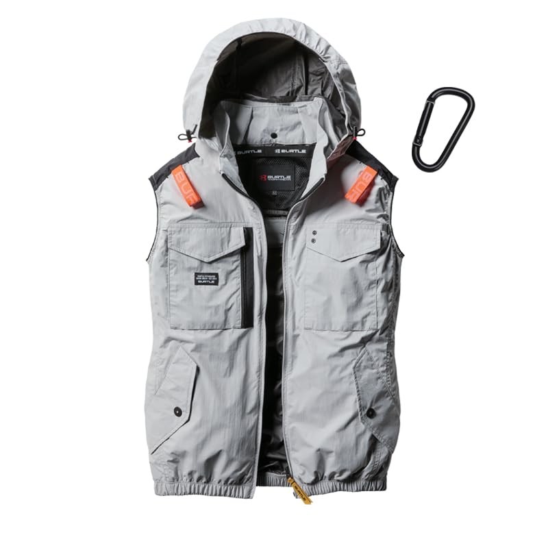 BURTLE AC1154 Fan-Cooled Vest Hooded Side Fan Full Harness Ash Gray 3XL