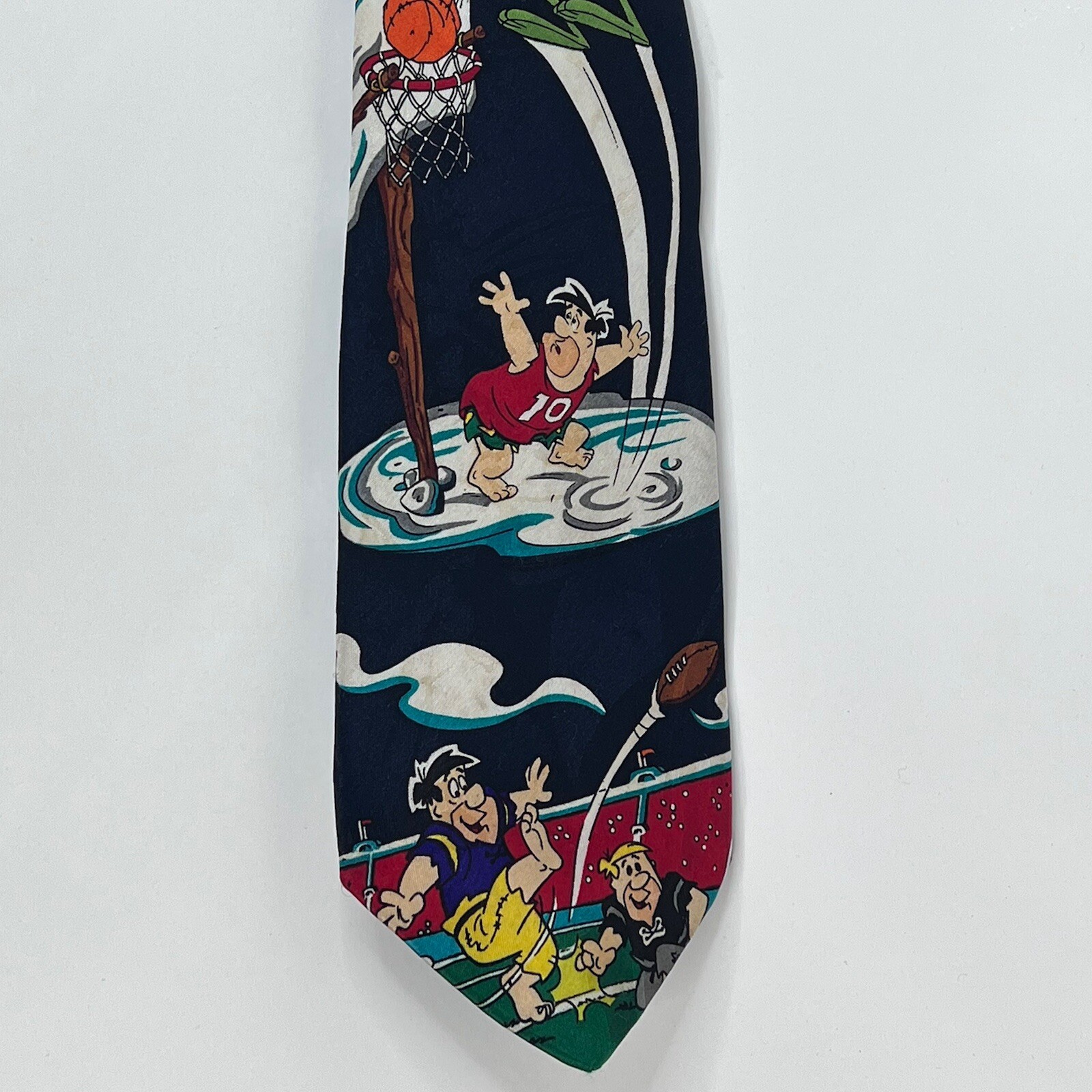 VTG Flintstones Mens Necktie Neck Tie Sports Hanna Barbera Basketball Football
