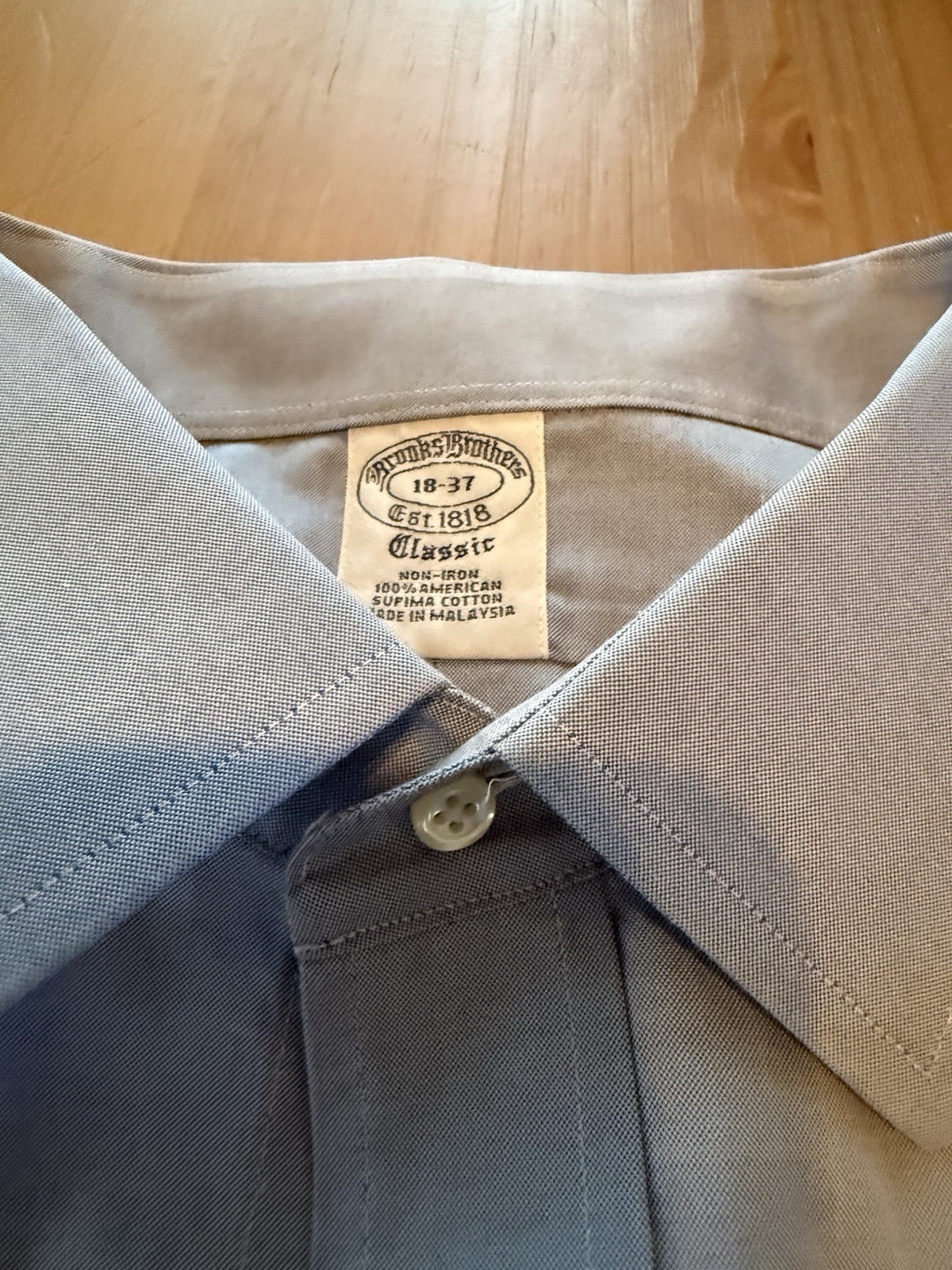 Brooks Brothers Solid Blue Dress Shirt 19-38
