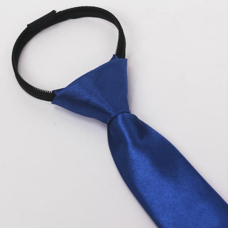 Men’s Solid Color Ready Knot Pre Tied Formal Zipper Tie Neck Wear