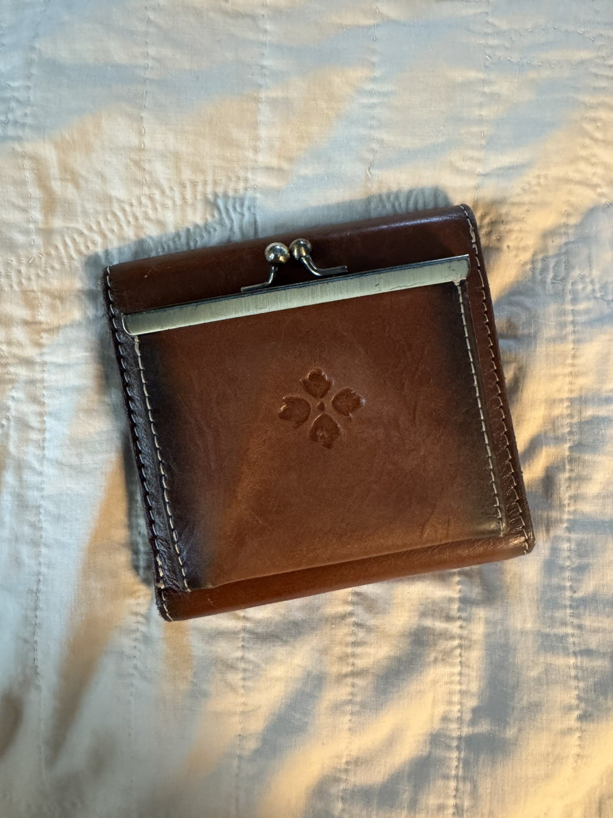 Patricia Nash Brown Leather Snap Wallet, Credit Cards, Bills And Coins