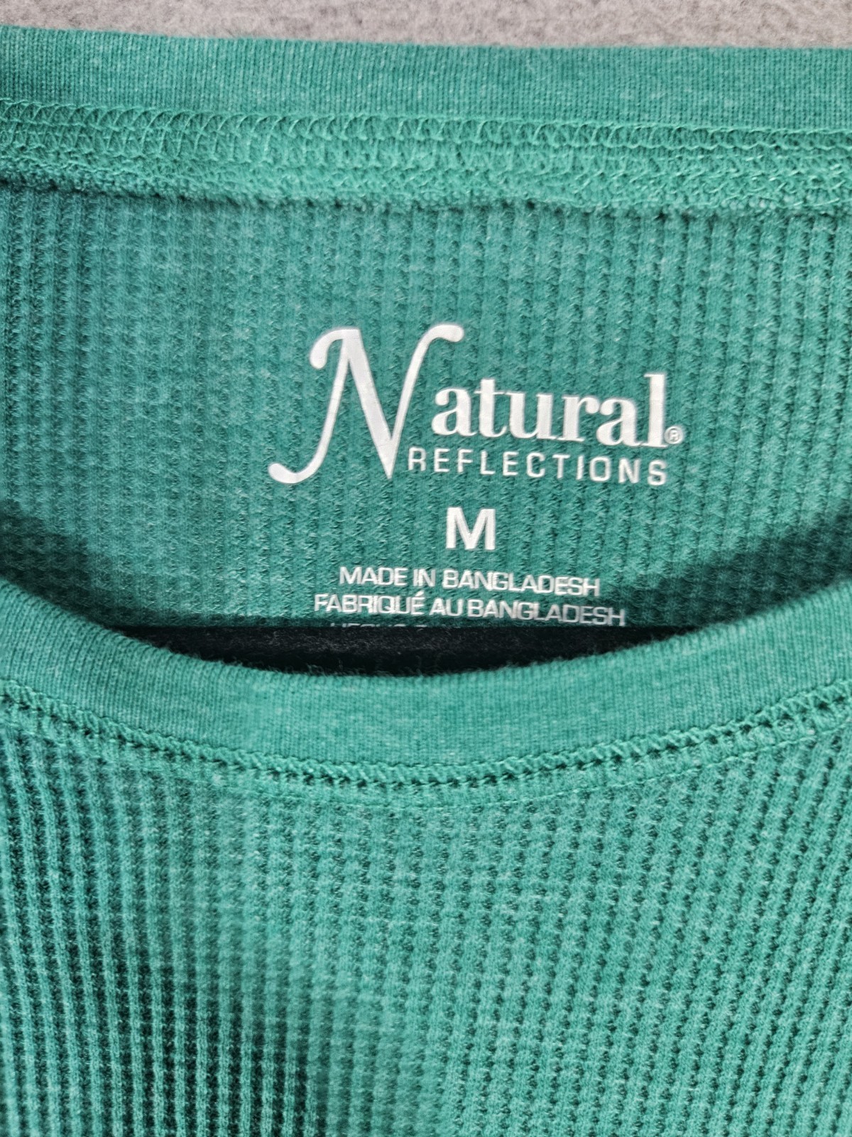 Natural Reflections Medium Thermal Shirt Waffle Knit Long Sleeve Kelly Green