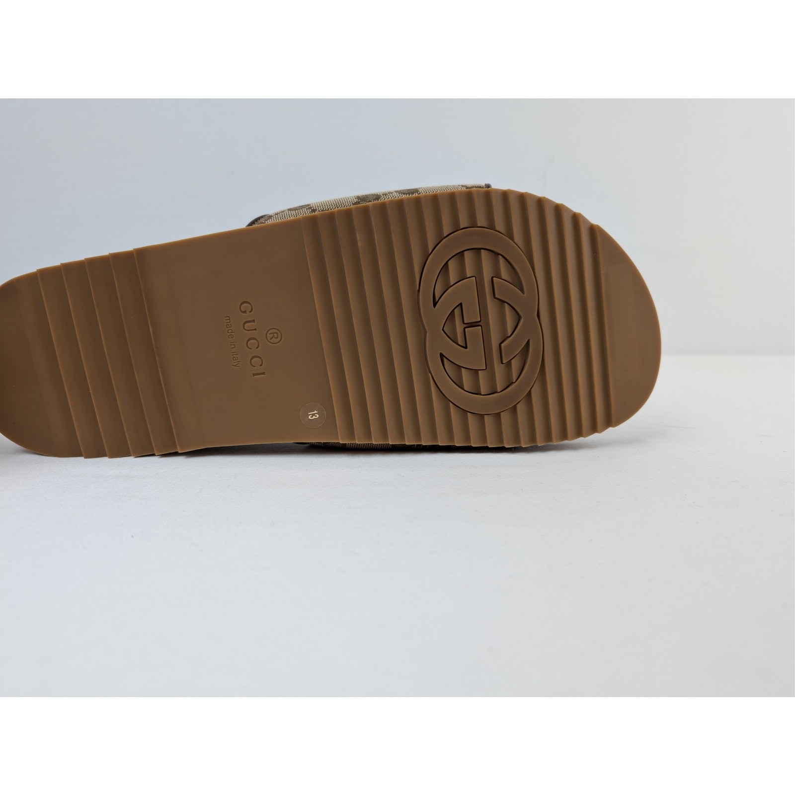 Gucci Sideline GG Canvas Slide Sandals Beige Ebony BNWB 13 Gucci – 13.5 US