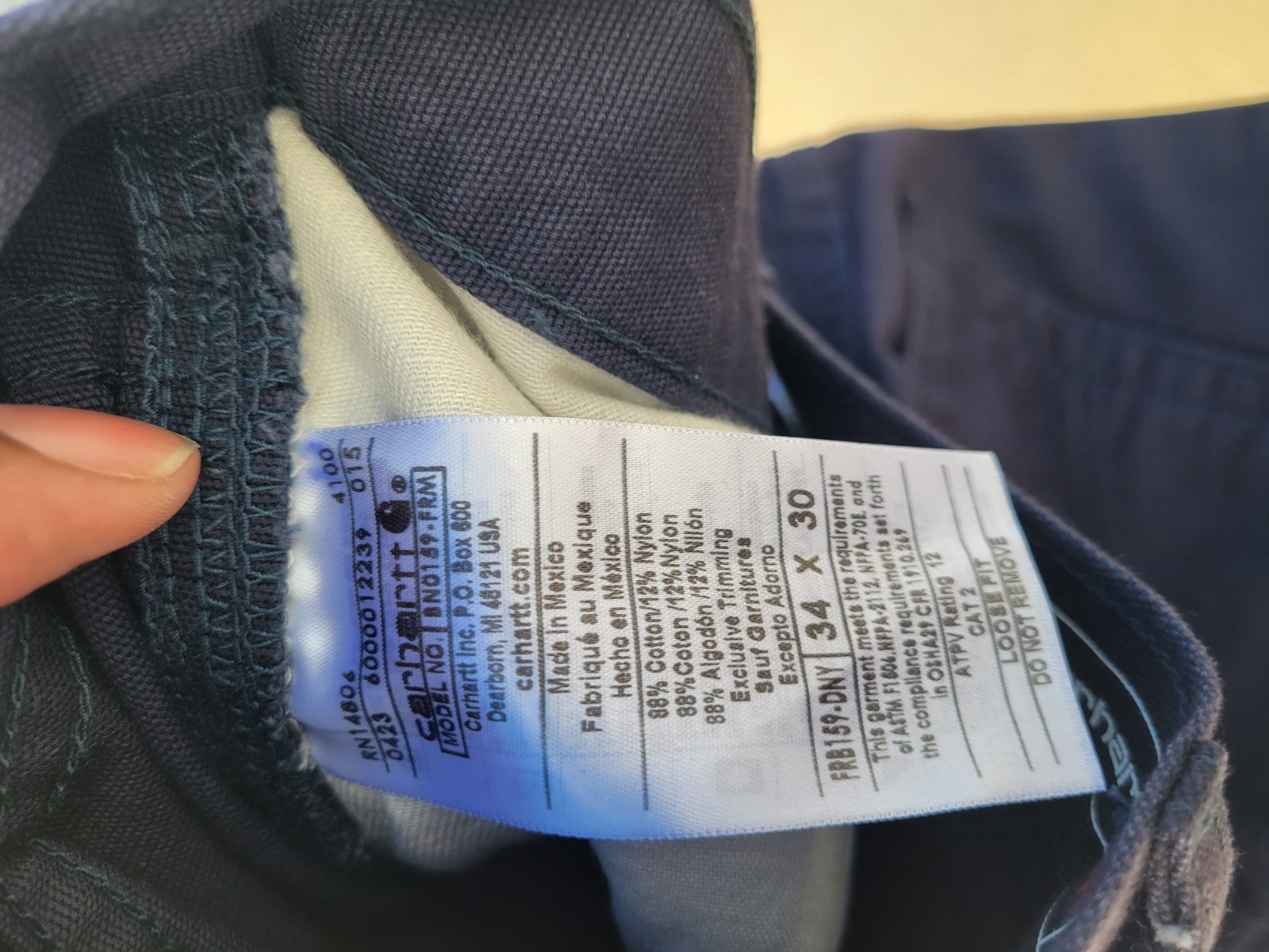 NWT Carhartt FR159 Pants Men’sNavy Blue Midweight Canvas Flame Resist See Photos