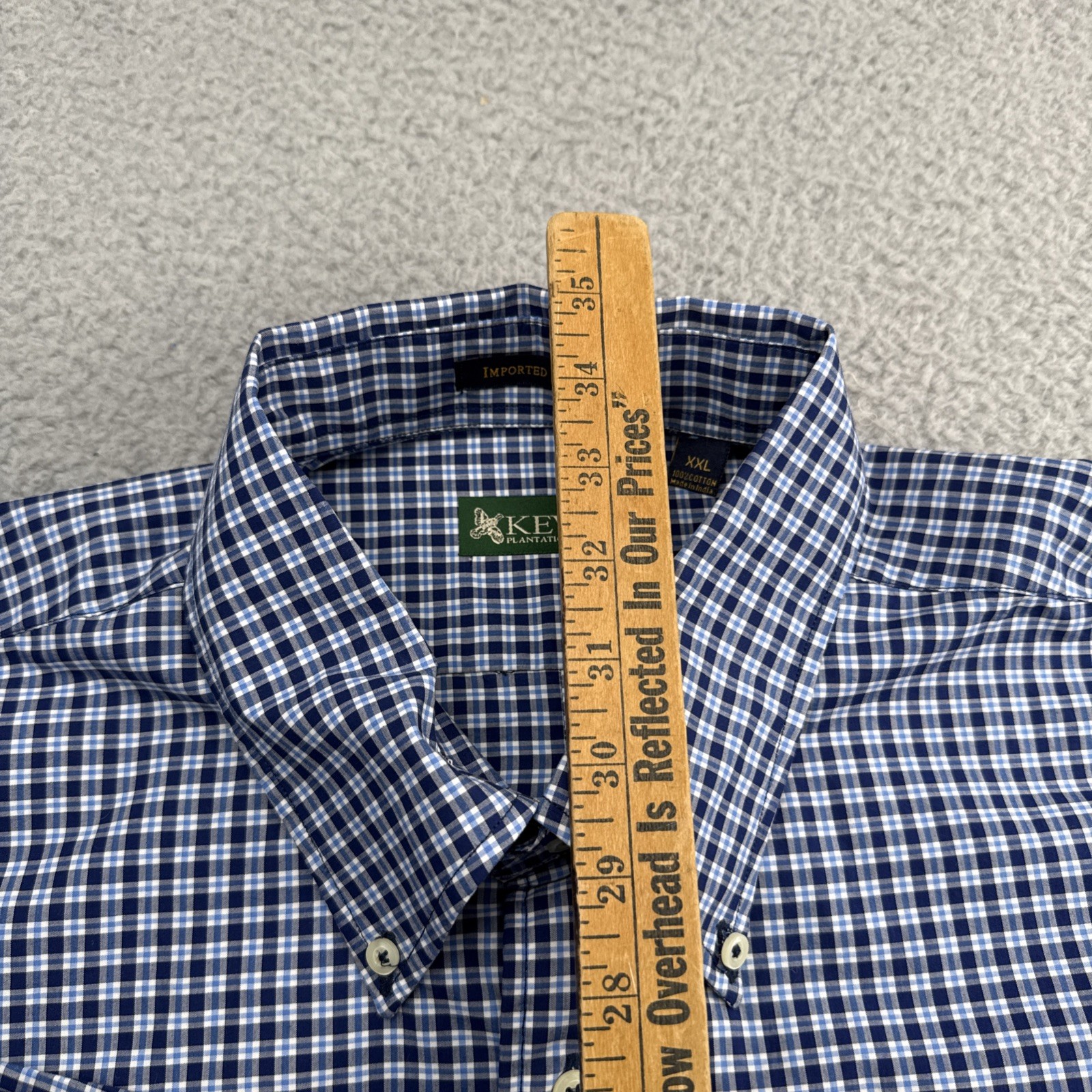 Kevin’s Plantation Collection Mens XXL 2XL Cotton Plaid L/S Classic Button-Down