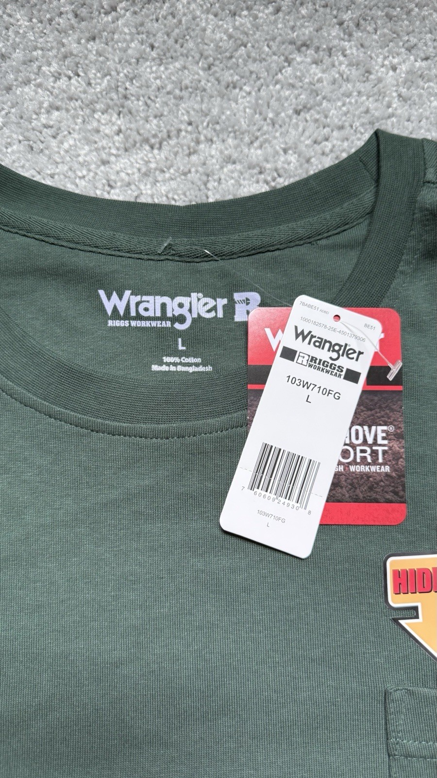 Wrangler Riggs Workwear Men’s Green Long Sleeve T-shirt – Size L