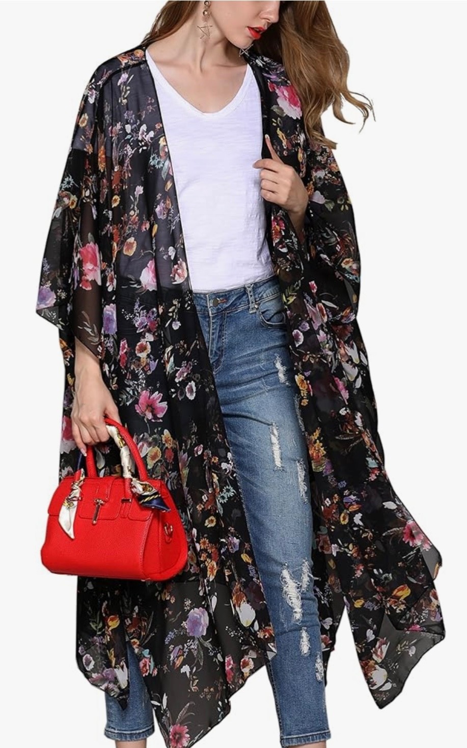 Hibluco NWT Floral Kimono Sheer Boho Hippie One Size