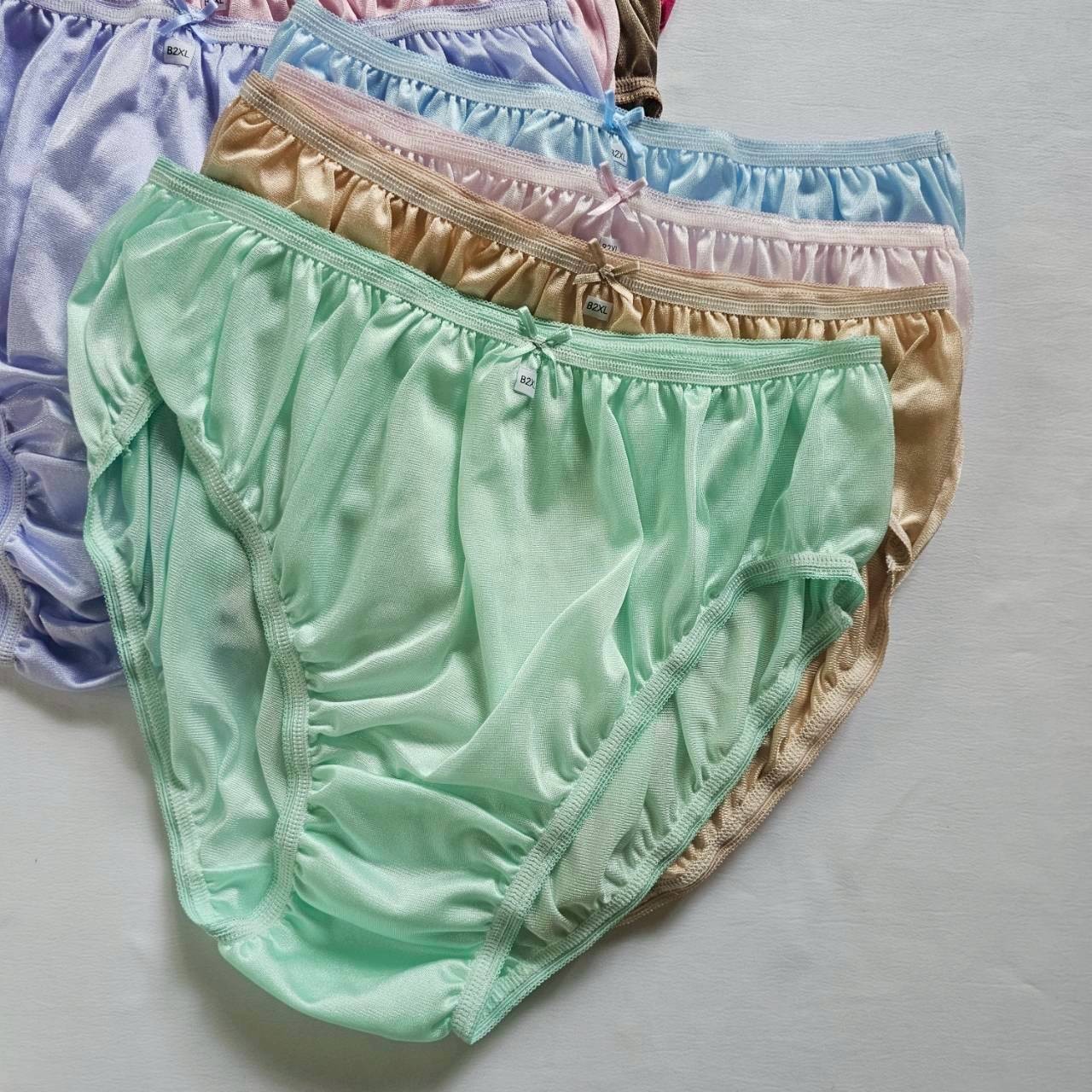 12 Plus Underwear Mid-Waist Panties Women Mens Briefs Nylon Silky Soft /2XL/Mix