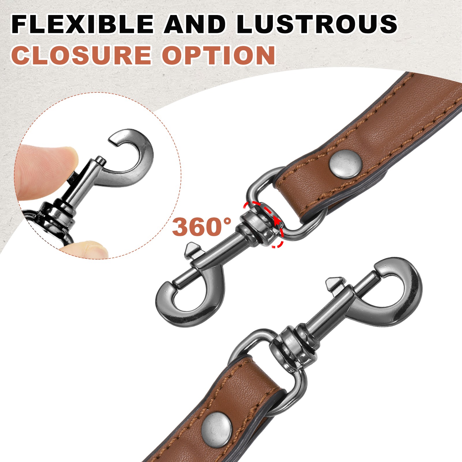 15 Inch Leather Purse Strap 1 Inch Short Handle Bag Strap Brown/Metallic Black