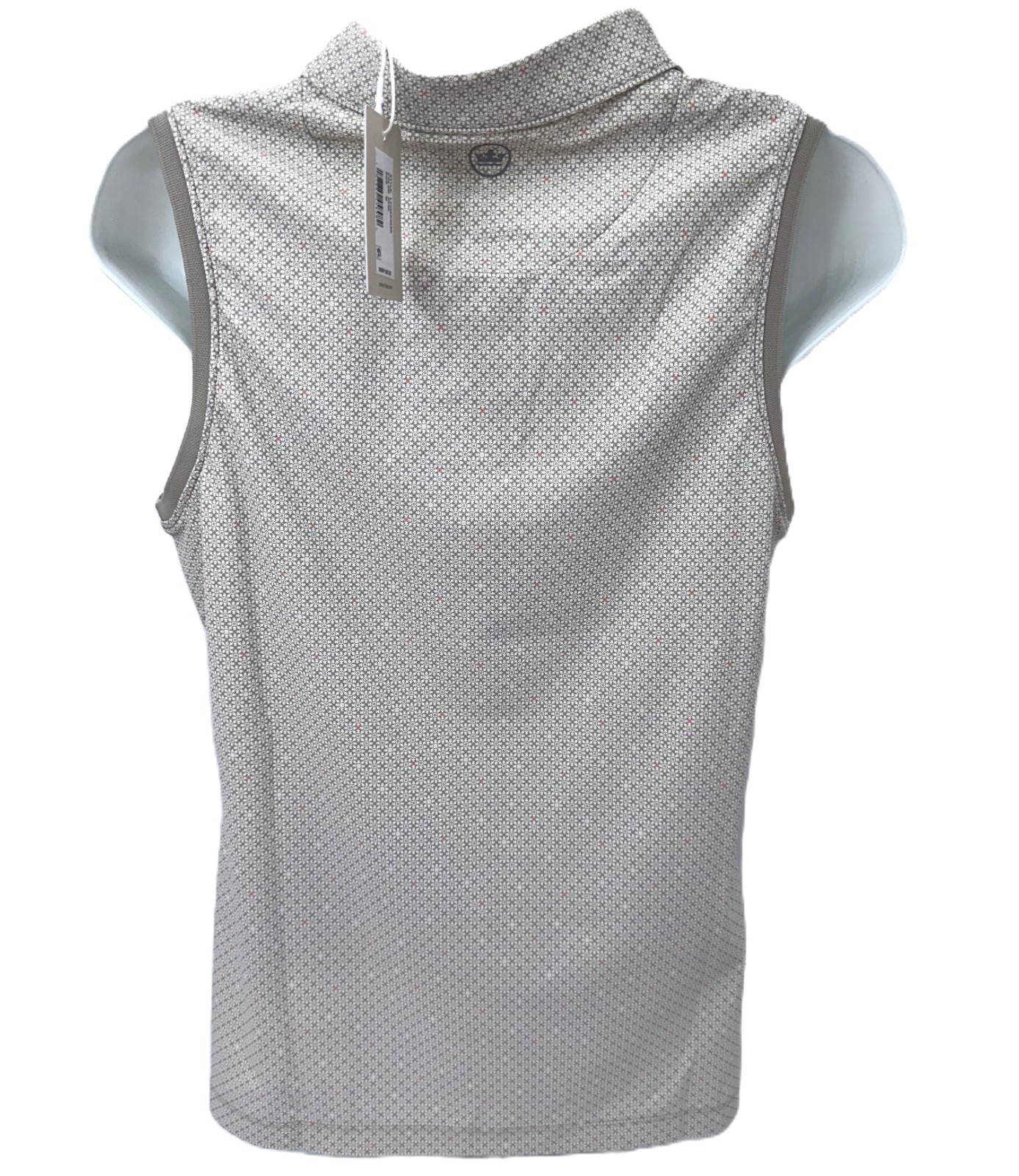 $95 Peter Millar Women’s Banded Mesh Sleeveless Button Polo – Pebble -Medium-New