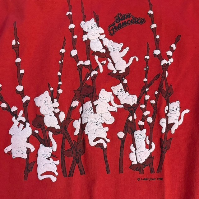Vintage 1990 San Francisco Pussy Willow Cats Graphic T-Shirt Men’s Medium Red