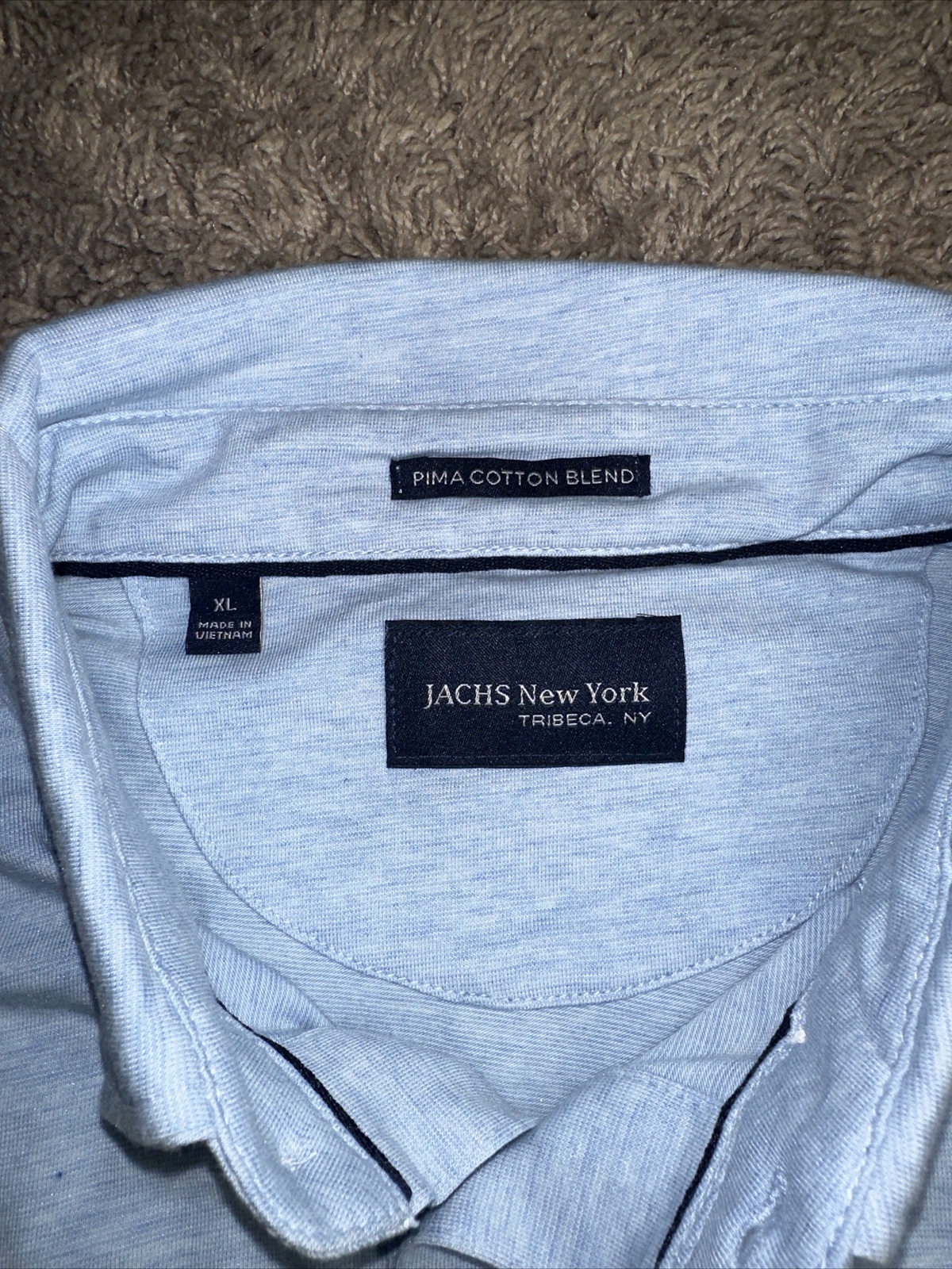 Men’s Jachs New York Light Blue Xlarge Ultra Soft Pima Cotton Blend Polo Shirt