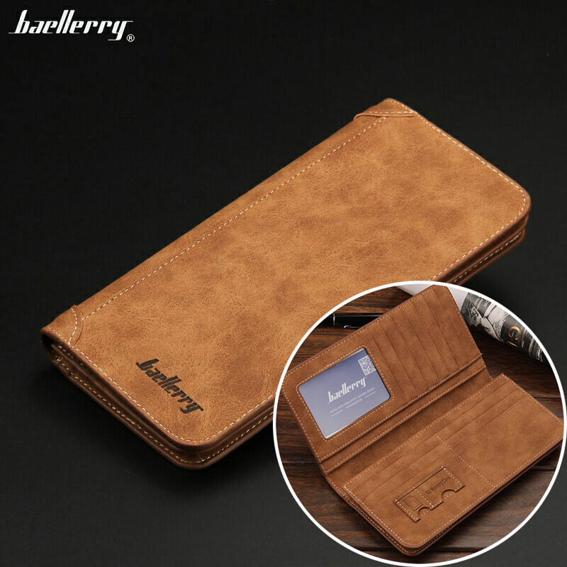 Men’s Long Wallet Leather Clutch Bifold ID Card Holder Purse Checkbook Billfold