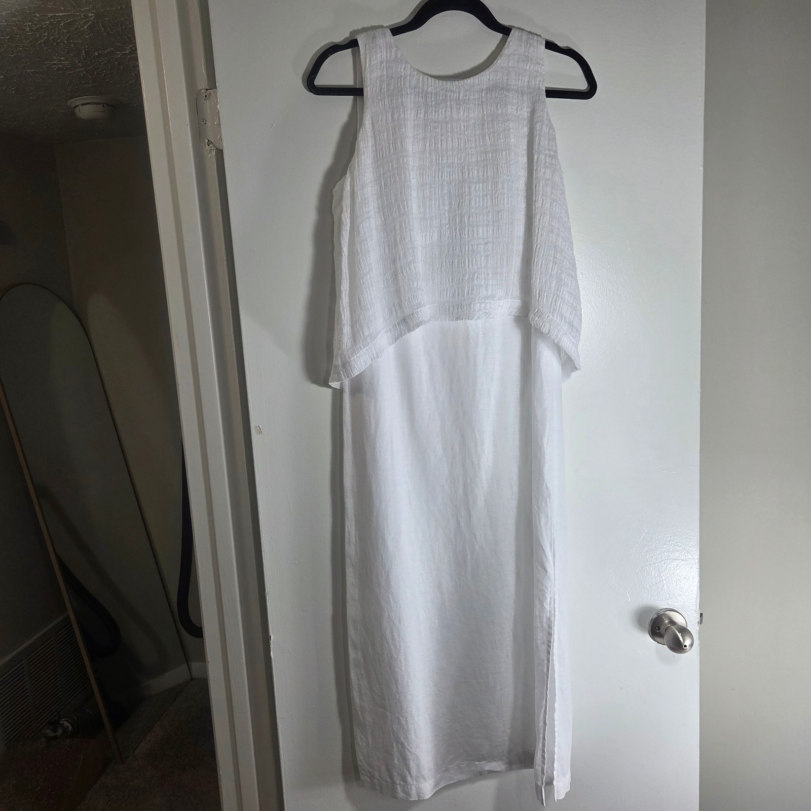 J Jill Pure Jill Linen Maxi Dress Size XS White Layered Textured Top