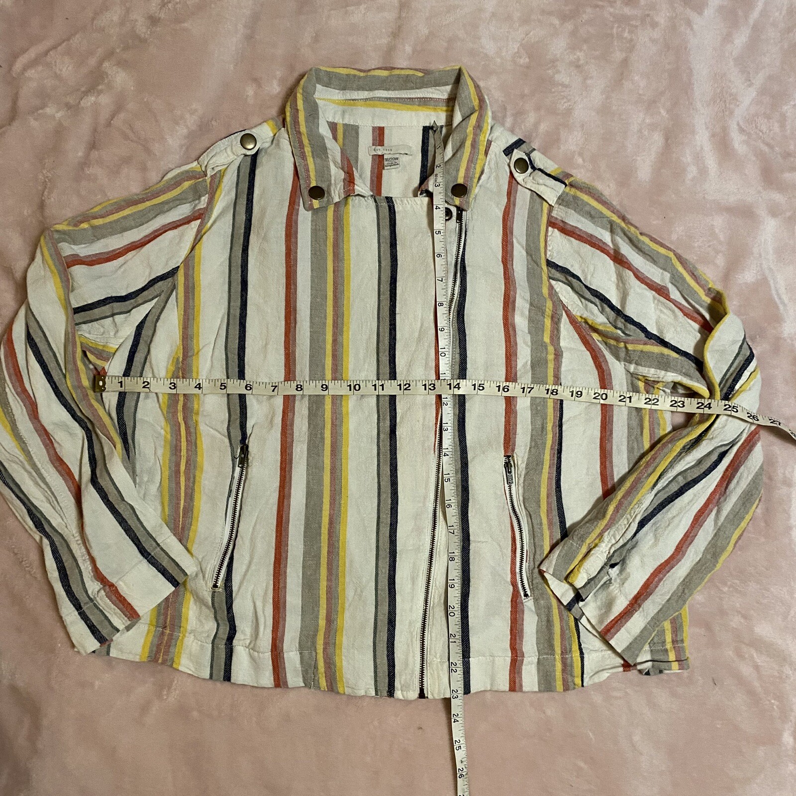 Est. 1946 Women’s Zip Up Collared Vertical Striped Long Sleeve Shirt Size 18/20W