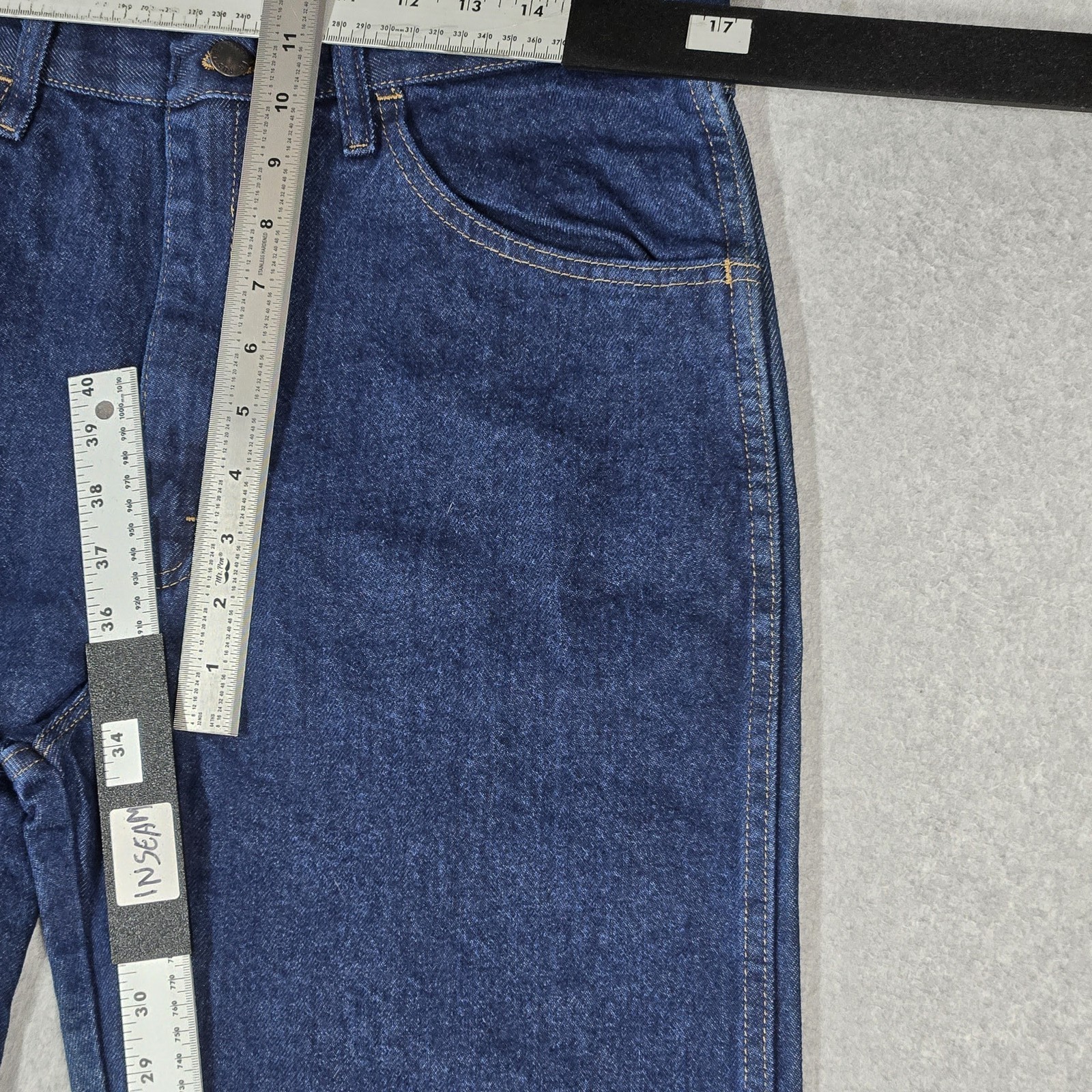 Rustler Men Jeans 34X34 Blue Denim Straight Leg Durable Heavyweight NWT