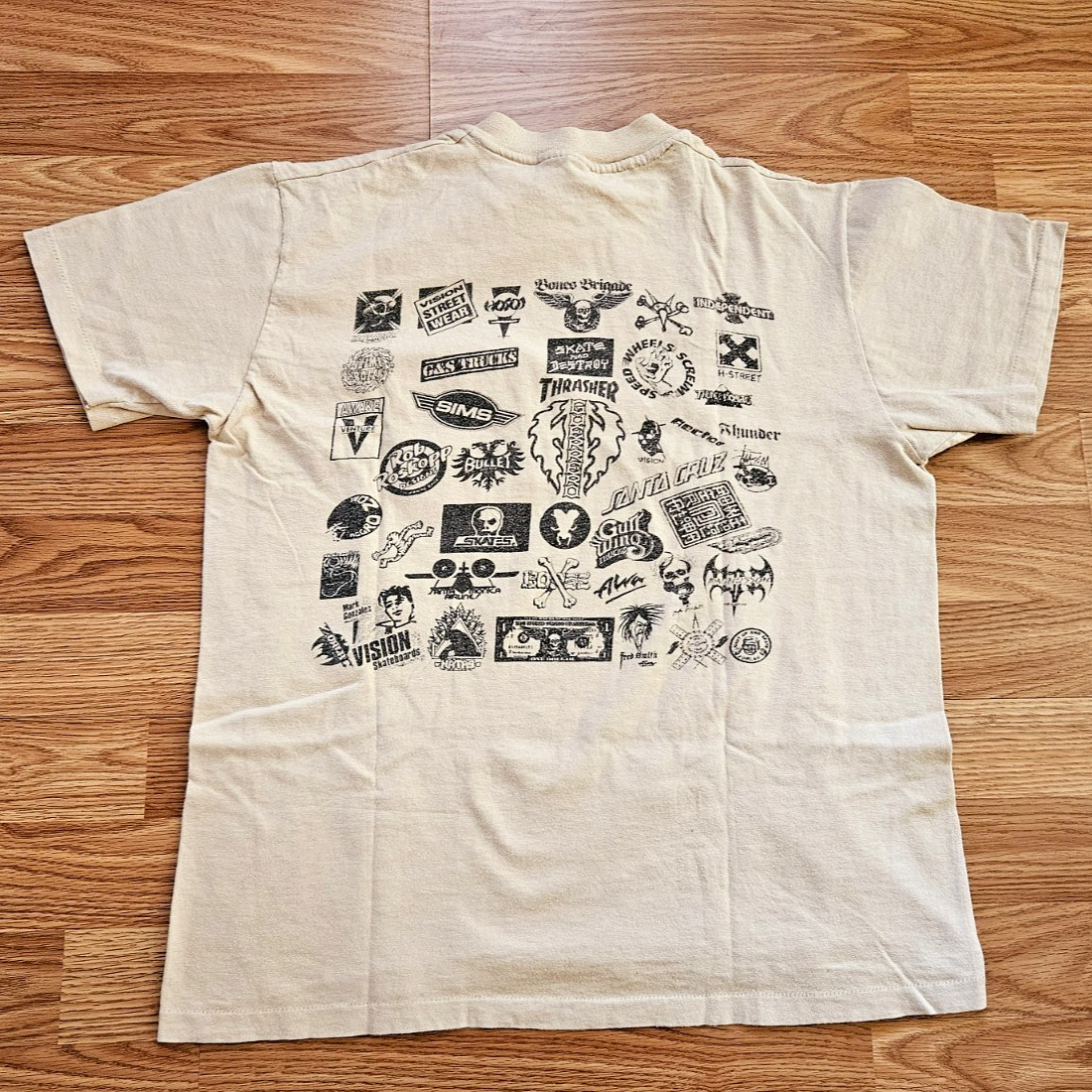 Rare Vintage 80s Skate And Destroy T Shirt Large Single Stitch Vision Hawk Bones